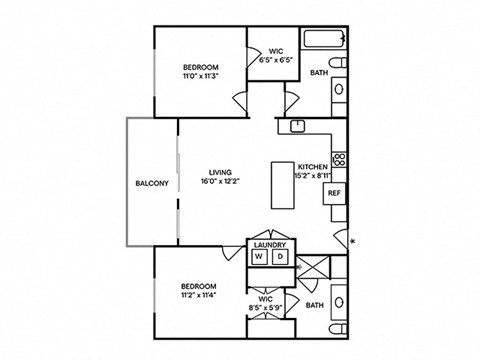 Sentral Old Town - B1 2BR 2BA Floor Plan